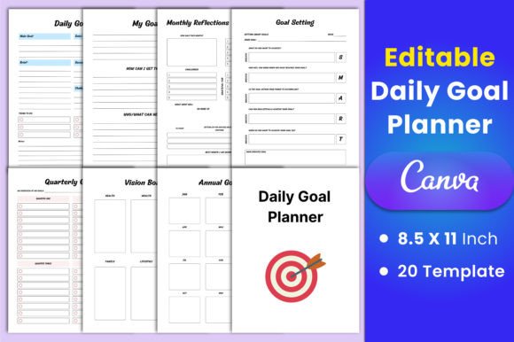 Download Daily Goal Planner Canva Interior - Goal planner Collection