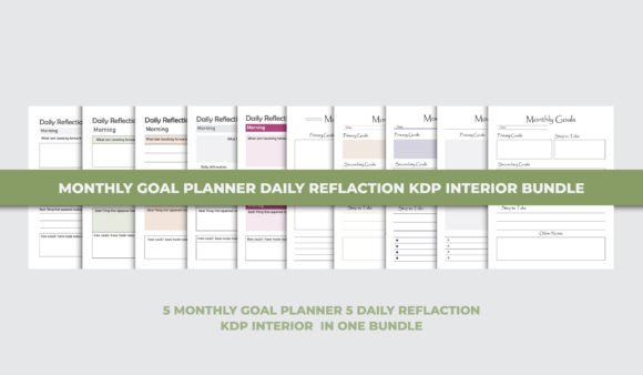 Download Monthly Goal Planner Kdp Interior Bundle - Goal planner Collection