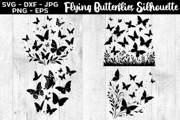 Download Flying Butterflies Silhouettes SVG EPS - Premium Resources