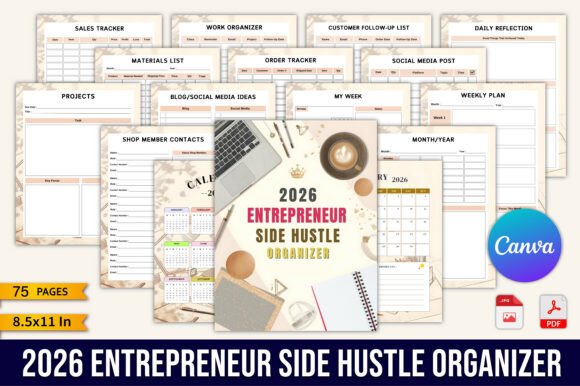 Download 2026 Entrepreneur Side Hustle Organizer - Premium Bundle